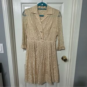 Light peach/pink lace vintage swing dress